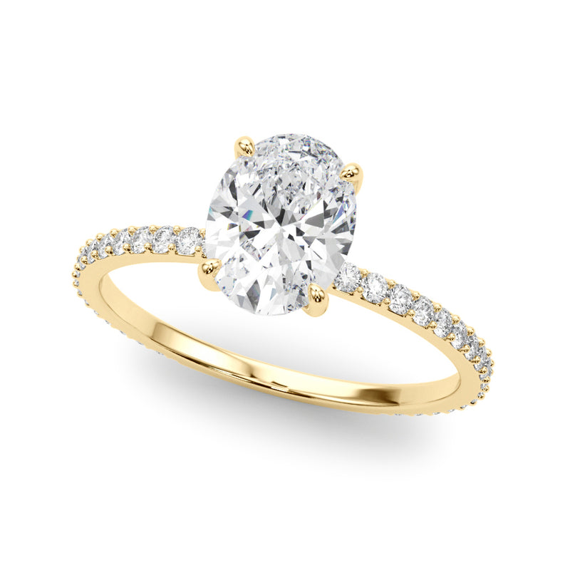 Hidden Halo Oval Center Single Row Engagement Ring (85297)