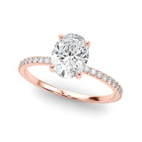 Hidden Halo Oval Center Single Row Engagement Ring (85297)