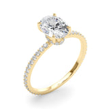 Hidden Halo Oval Center Single Row Engagement Ring (85297)