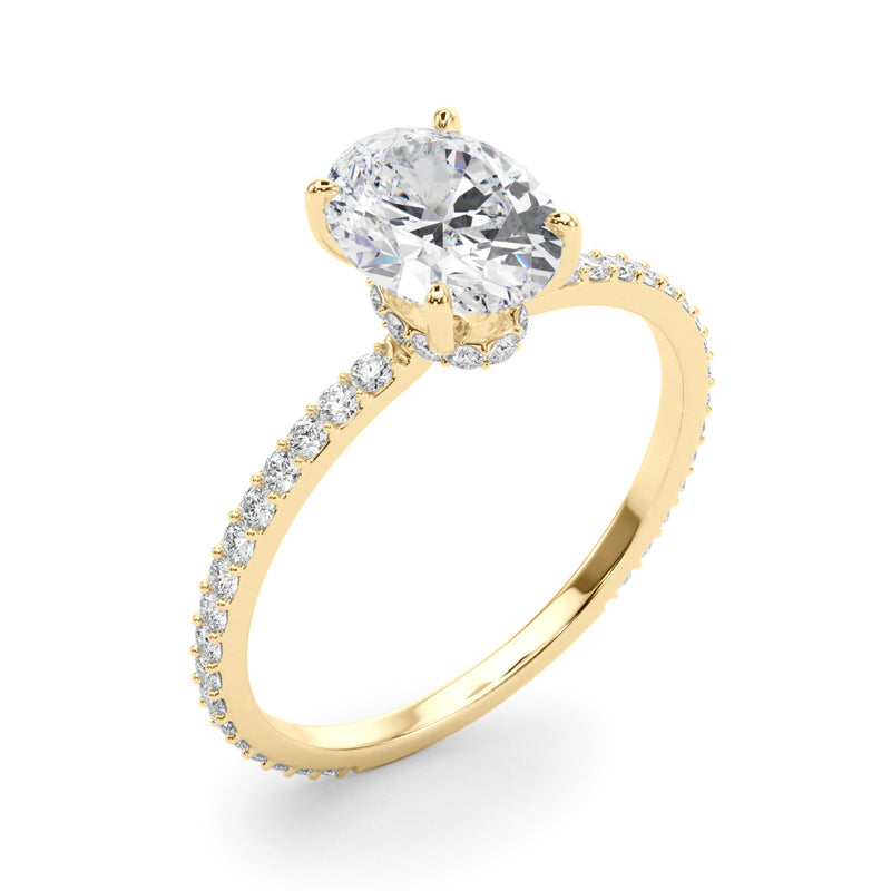 Hidden Halo Oval Center Single Row Engagement Ring (85297)