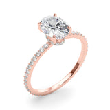 Hidden Halo Oval Center Single Row Engagement Ring (85297)