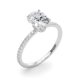Hidden Halo Oval Center Single Row Engagement Ring (85297)