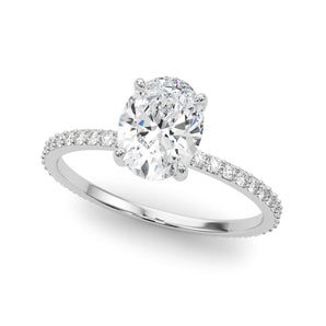 Hidden Halo Oval Center Single Row Engagement Ring (85297)
