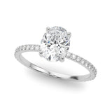 Hidden Halo Oval Center Single Row Engagement Ring (85297)