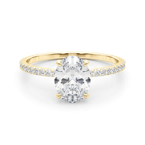 Hidden Halo Oval Center Single Row Engagement Ring (85297)