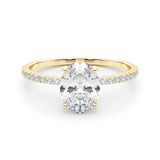 Hidden Halo Oval Center Single Row Engagement Ring (85297)