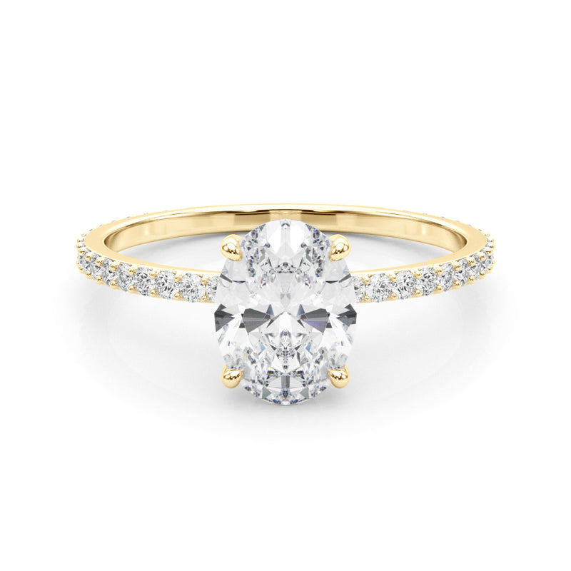 Hidden Halo Oval Center Single Row Engagement Ring (85297)