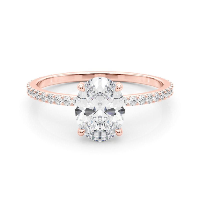 Hidden Halo Oval Center Single Row Engagement Ring (85297)