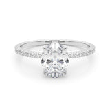Hidden Halo Oval Center Single Row Engagement Ring (85297)