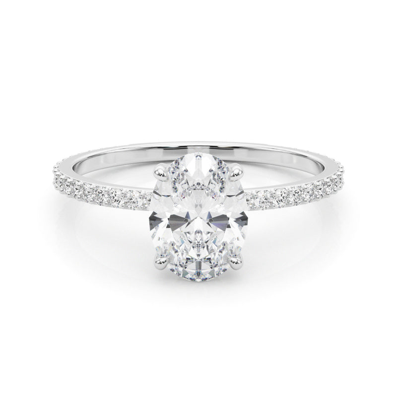Hidden Halo Oval Center Single Row Engagement Ring (85297)