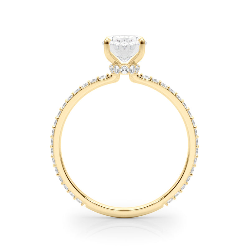 Hidden Halo Oval Center Single Row Engagement Ring (85297)