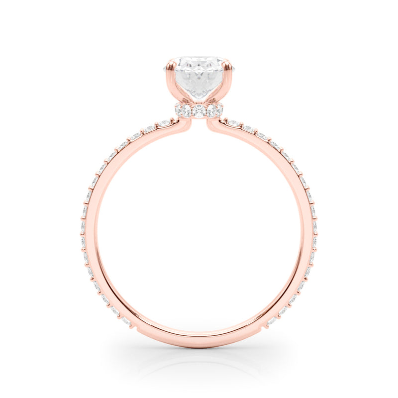 Hidden Halo Oval Center Single Row Engagement Ring (85297)