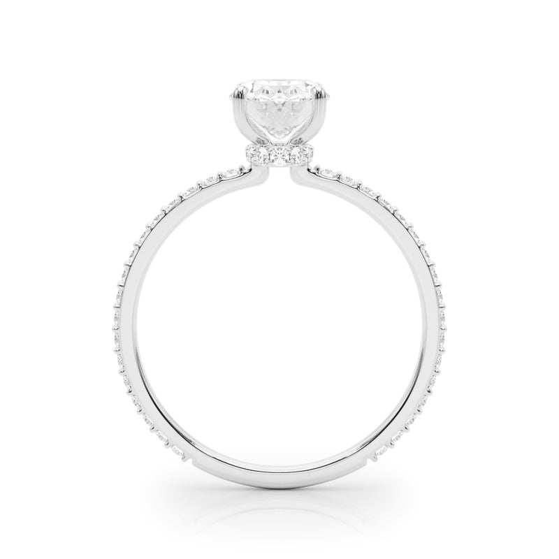 Hidden Halo Oval Center Single Row Engagement Ring (85297)