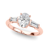 3 Stone Oval Center Taper Baguette Sides Engagement Ring (85329)