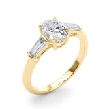 3 Stone Oval Center Taper Baguette Sides Engagement Ring (85329)