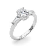 3 Stone Oval Center Taper Baguette Sides Engagement Ring (85329)