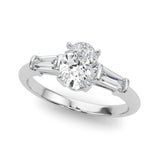 3 Stone Oval Center Taper Baguette Sides Engagement Ring (85329)