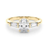 3 Stone Oval Center Taper Baguette Sides Engagement Ring (85329)