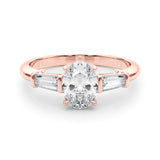 3 Stone Oval Center Taper Baguette Sides Engagement Ring (85329)