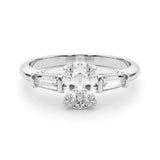 3 Stone Oval Center Taper Baguette Sides Engagement Ring (85329)