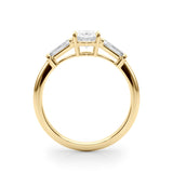 3 Stone Oval Center Taper Baguette Sides Engagement Ring (85329)