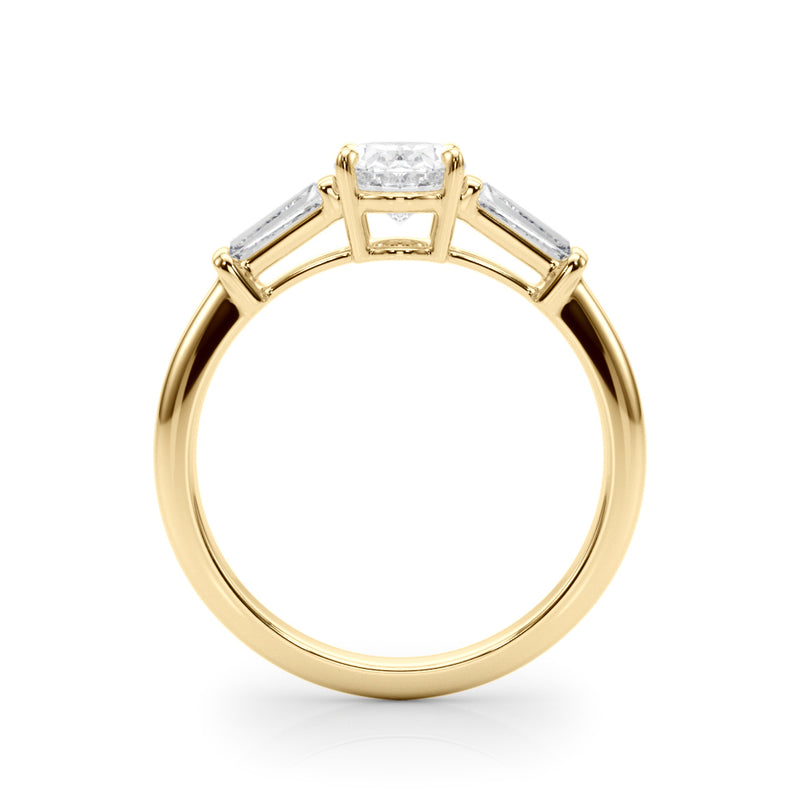 3 Stone Oval Center Taper Baguette Sides Engagement Ring (85329)