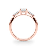 3 Stone Oval Center Taper Baguette Sides Engagement Ring (85329)