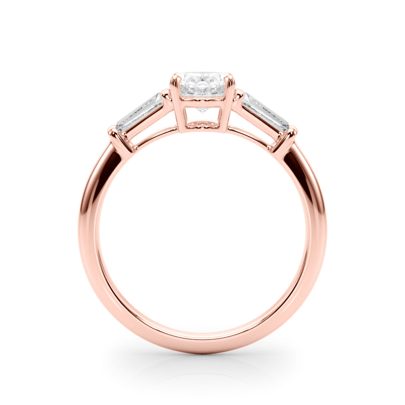 3 Stone Oval Center Taper Baguette Sides Engagement Ring (85329)