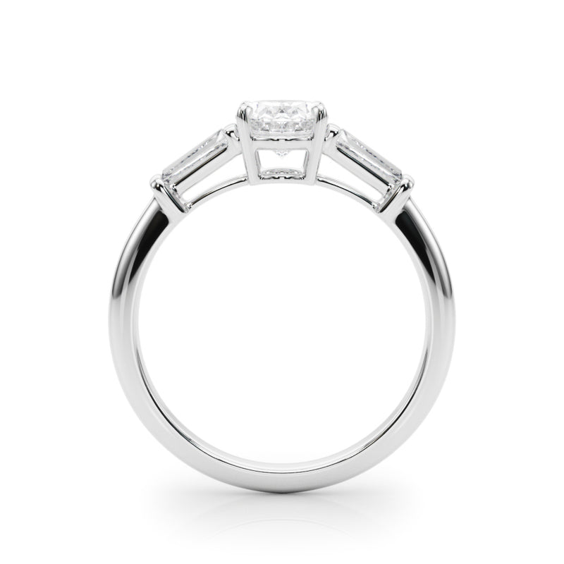 3 Stone Oval Center Taper Baguette Sides Engagement Ring (85329)