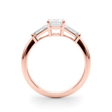 3 Stone Ring Emerald Center Taper Baquette Sides Engagement Ring (85336)