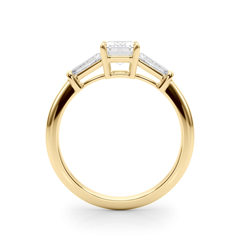 3 Stone Ring Emerald Center Taper Baquette Sides Engagement Ring (85336)
