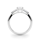 3 Stone Ring Emerald Center Taper Baquette Sides Engagement Ring (85336)