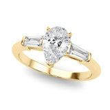 3 Stone Ring Pear Center Taper Baguette Sides Engagement Ring (85337)