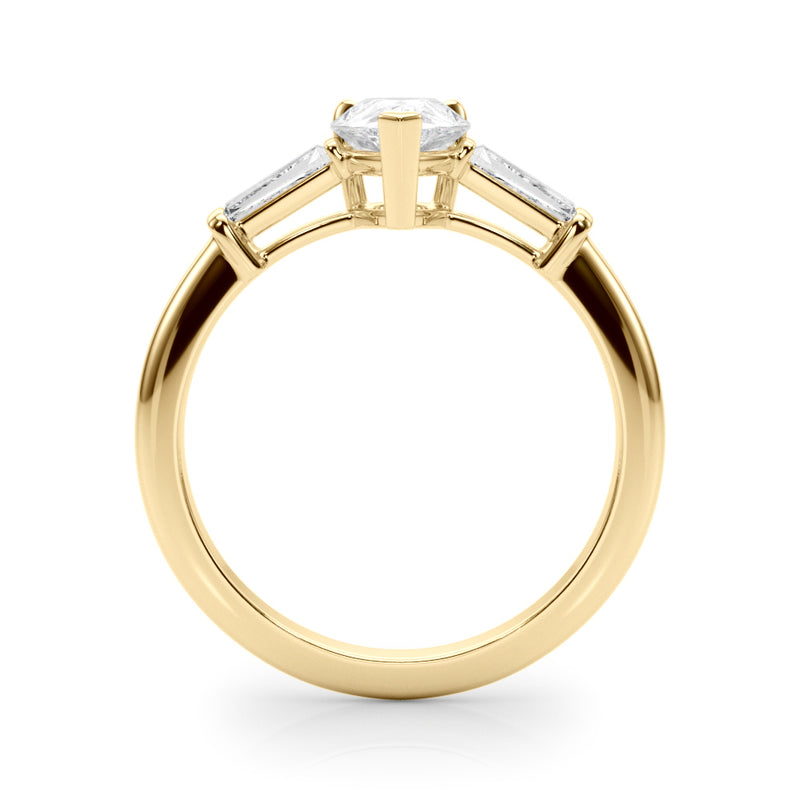 3 Stone Ring Pear Center Taper Baguette Sides Engagement Ring (85337)