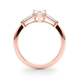 3 Stone Ring Pear Center Taper Baguette Sides Engagement Ring (85337)