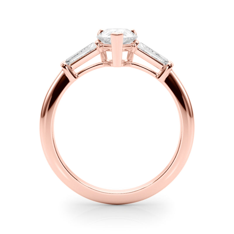 3 Stone Ring Pear Center Taper Baguette Sides Engagement Ring (85337)