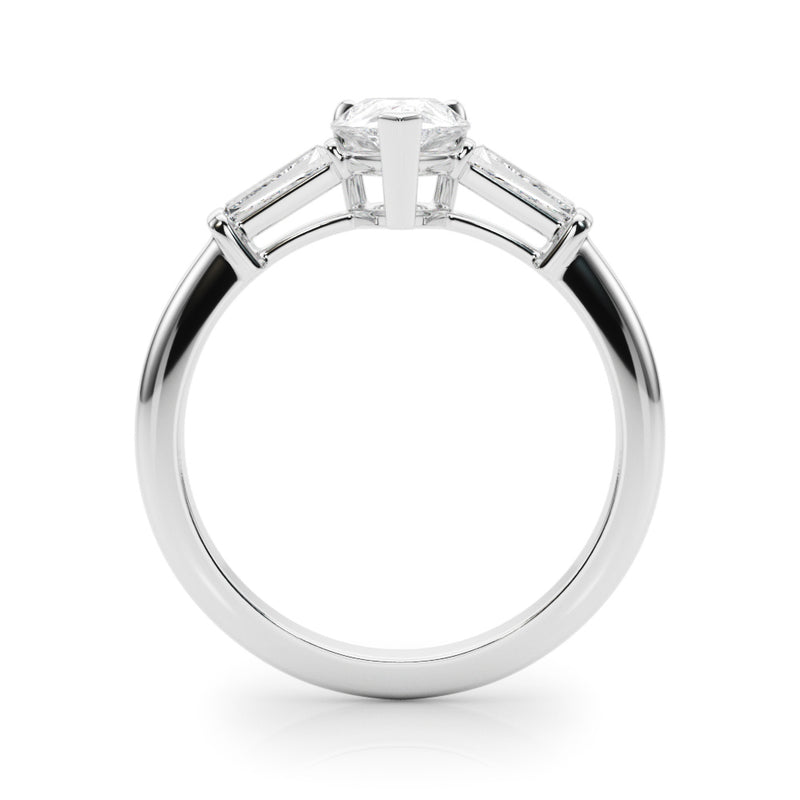 3 Stone Ring Pear Center Taper Baguette Sides Engagement Ring (85337)