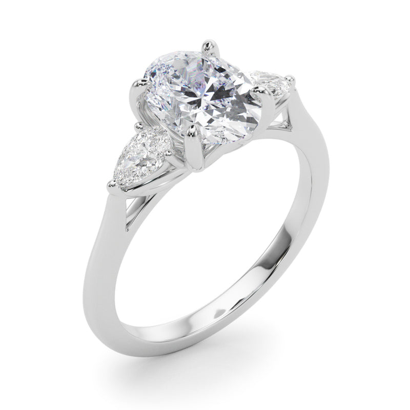 Three-Stone Ov Center Ps Sides Engagement Ring - alt view