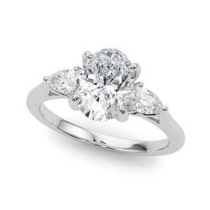 Three-Stone Ov Center Ps Sides Engagement Ring