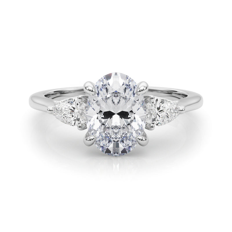 Three-Stone Ov Center Ps Sides Engagement Ring - alt view