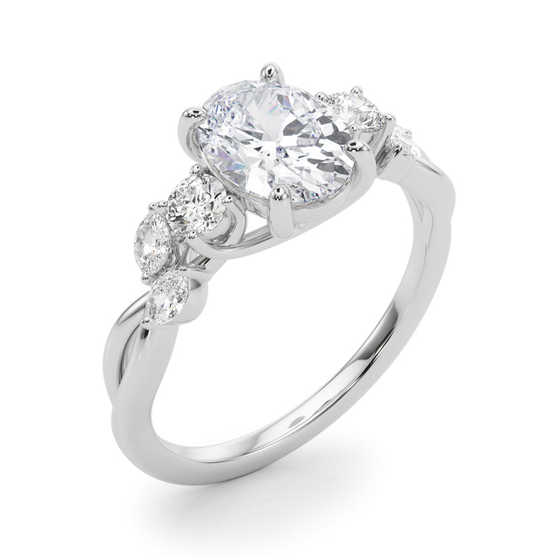 Split Shank Ov Center Rd & Mq Sides Engagement Ring (85401)