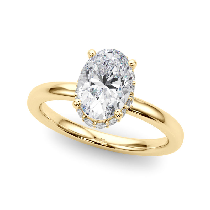 Hidden Halo Oval Center Engagement Ring (85406)