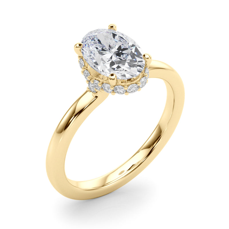 Hidden Halo Oval Center Engagement Ring (85406)