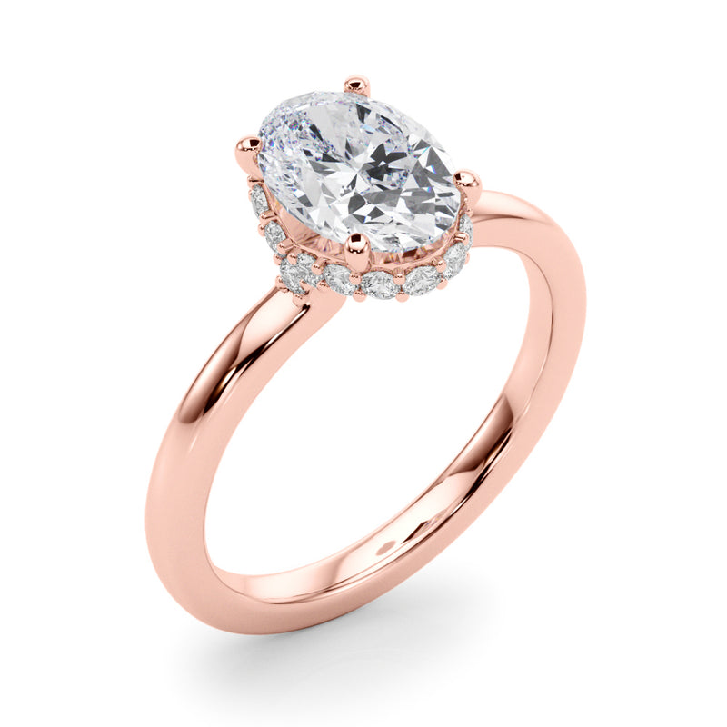 Hidden Halo Oval Center Engagement Ring (85406)