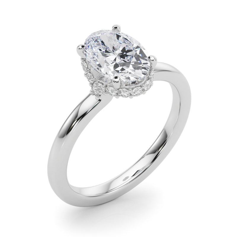 Hidden Halo Oval Center Engagement Ring (85406)