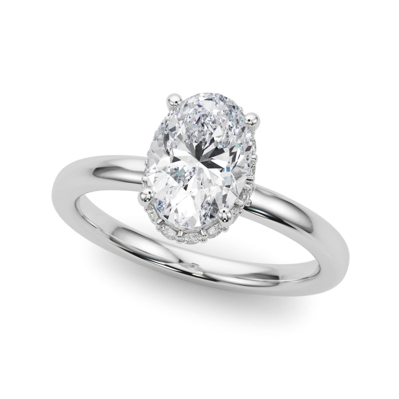 Hidden Halo Oval Center Engagement Ring (85406)