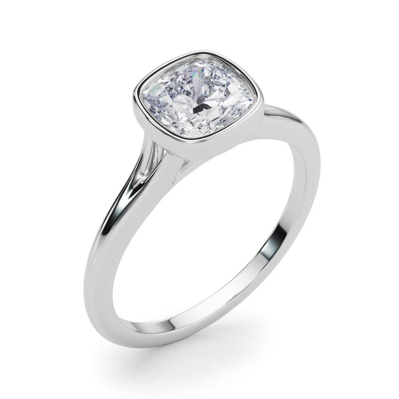 Solitaire Cushion Bezel Set Engagement Ring (85414)
