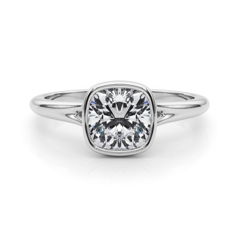 Solitaire Cushion Bezel Set Engagement Ring (85414)