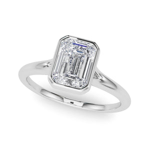 Emerald Solitaire Ec Bezel Set Engagement Ring
