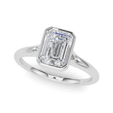Emerald Solitaire Ec Bezel Set Engagement Ring